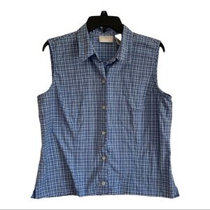 Blue Plaid Sleeveless Women's Top